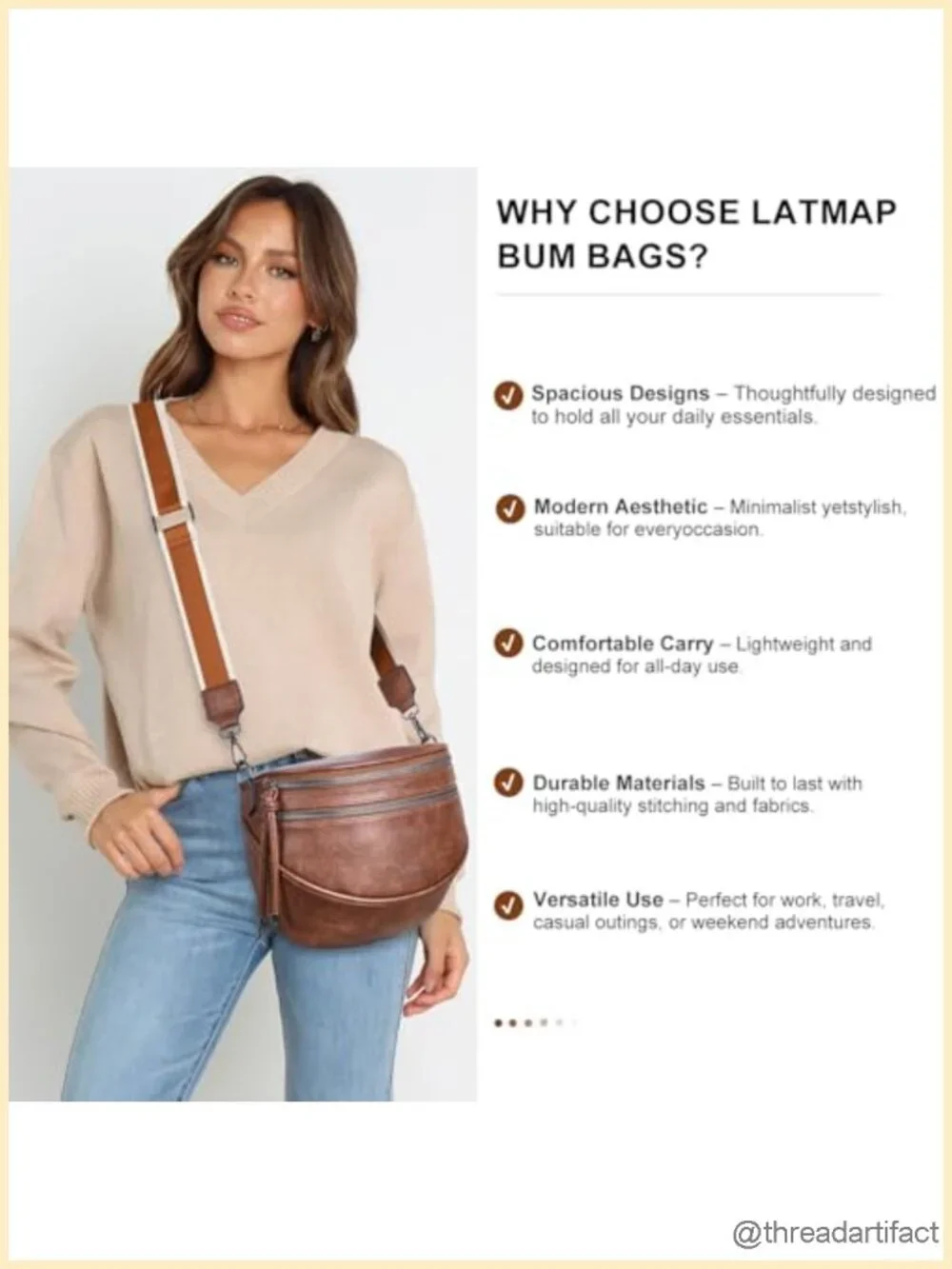 Faux Leather Crossbody Sling Bag for Women - Travel Fanny Pack
